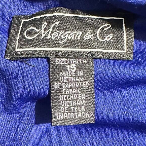Morgan & Co. Strappy Open Back Jersey Gown Junior's Plus Sz 15 Blue Maxi NWT - Picture 7 of 10